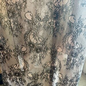 Calvin Klein Elegant Black Lace print over nude pink blush scarf wrap